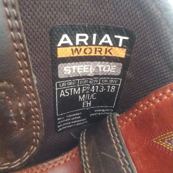 Ariat men\'s size 9 EE brown wide width steal toe work boot main image 13